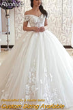Elegant Bride Ball Gown Wedding Dress Lace Up Lace Appliqued Wedding Gown Vestido De Novia Off The Shoulder 2023
