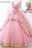 Maria Novia Primrose Grass Dark Pink Quinceanera Dresses Flower Plus Size Ball Gown Prom Dress Vestidos Princesa 15 Anos