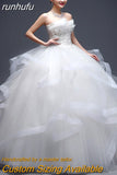 Luxury Bead Fashion Strapless Wedding Dresses 2023 New Korean Tiered Organza Sweet Bride Princess Gowns Vestido de noiva