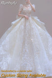 Vintage Shiny Wedding Dress 2023 New Long Train Bride Dress Big Beading Ball Gown Wedding Dresses Plus Size