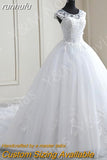Spring Lace Appliques Pearls Wedding Dresses Sleeveless Vestidos De Novia White O-neck Princess Bride Wedding Gown Plus Size