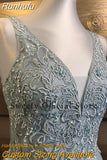 A-line Floor Length Evening Dress Lace Organza With Embroidery Prom Dresses V-neck Sleeveless Bride Dress Zipper Robe De