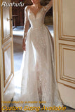 Detachable 2 In 1 Wedding Dress Embroidered Lace On Net With Train O-neck Sleeveless Vintage Bride Gowns Vestido De Novia