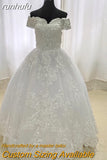 Novias New Off the Shoulder Vestido De Noiva White Ivory Plus Size Wedding Dresses Luxury Lace CRYSTAL Edge For Brides Gowns