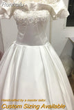 The Shoulder Flower Satin Wedding Dress 2023 New Floor Length Light Simple Bridal Dress Robe De Mariee