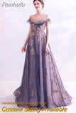 New Banquet Elegant Evening Dress Scoop Sequins Appliques Floor-length Long Prom Formal Gown Vestidos De Noche