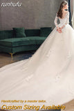 Lace Full Sleeve Wedding Dresses Luxury Muslim Ball Gown Wedding Gowns Custom Made Vestido De Noiva