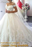 Luxury Lace Boat Neck Ball Gown Wedding Dresses Sweetheart Sheer Back Princess Illusion Applique Bridal Gowns Casamento