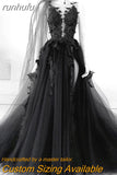 Black Wedding Dresses Sexy Backless High Side Split A-line Bridal Dress Lace Wedding Gowns Without Veil Vestido De Novia