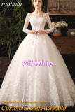Spring White Ivory Champagne Wedding Dresses With Sleeve Illusion Long Appliques Lace Embroidery Ball Gowns vestido De Noiva