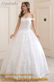 Luxury Lace Boat Neck Ball Gown Wedding Dresses Sweetheart Sheer Back Princess Illusion Applique Bridal Gowns Casamento