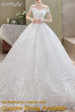 Off the Shoulder Luxury Lace Egde Embroidery 2023 Wedding Dresses Long Train V Neck Elegant Plus size Vestido De Noiva Bride