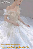 The Shoulder Luxury Shinning Wedding Dress 2023 Princess Beading Ball Gown Bride Dresses Vestido De Noiva