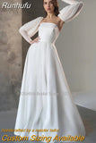 Strapless A-Line Wedding Dresses Detachable Long Sleeves Bridal Gowns Robe De Mariée