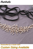 SH237-G Golden Bridal Belt with Rhinestone Fashion Bead Belt Thin Sash Belt Western Belts Wedding Applique Sash Belt