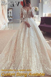 Chick BallGown Lace Wedding Dresses Sexy V-Neck Long Sleeves BOHO Bridal Gowns vestido de novia 2023