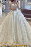 Wedding Dress Embroidered Lace On Net With Ball Gown Train Elegant Boat Neck Full Sleeve bridal Gowns Button Robes De Ma
