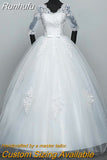 Dresses Hot Sale Elegant Princess Adjust Lace Three Quarter Sleeve Bridal Gowns Vestidos De Noiva Plus Size