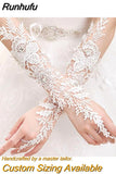 New Lace Bride Wedding Gloves High-end Hand Sewn Diamond Finger Wedding Gloves Wedding Accessories Mariage