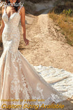 Mermaid Wedding Dress With Organza With Embroidery Slim-line V-neck Sleeveless Appliques Customize Vestido De Novia Lace