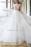 O-Neck A-Line Wedding Dresses Short Sleeves Lace Appliques Princess Bridal Gowns Custom Made Robe De Mariée