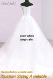 Novias New Arrival Africa Style Korean Lace Applique Wedding Dress V Neck off Shoulder Plus Size Bridal Gown Dress Princess