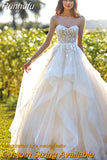 Sweetheart A-Line Wedding Dress Lace Applique Sleeveless Tulle Bridal Gowns Vestido De Novia
