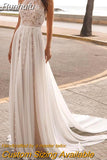 Lace Decal Women's Bridal Dresses High Neck Side Split Pleated Sleeveless Sexy Backless Robe Wedding Gowns Beach Robe De