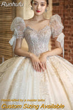 Wedding Dress 2023 New Short Sleeve Embroidered Tulle Ball Gown Wedding Gowns Shinny Princess