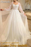Sequins Wedding Dresses Sweetheart Appliques Grace Bridal Gowns 2023 Puff Sleeve Tulle A-Line Princess Plus Size Robe De