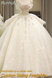 New Off The Shoulder Wedding Dress Lace Up Luxury Bridal Ball Gown Vestido De Noiva Sweep Large Train Plus Size Made Custom