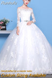 Sleeves Wedding Dresses 2023 Princess Lace Bridal Bride Gowns Luxury Vintage Off The Shoulder Robe De Mariage