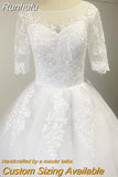 Sleeve Lace Wedding Dress New Lace Up Ball Gown Princess Luxury Appliques Wedding Dresses Vestido De Noiva