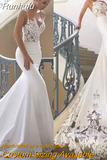 Mermaid Wedding Dresses 2023 Spaghetti Straps Lace Embroidery Backless Sweep Train Bridal Gown Vestidos De Noiva