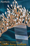 HP374 Golden Wedding Crown Crystal Bridal Tiara Women Headband Bride Hair Accessories Pageant Headdress Luxury Headwear