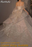 New Strapless Wedding Dress Off The Shoulder With Bow Glittery Lace Bridal Bal Gown Vestido De Noiva Plus Size Made Custom