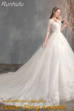 Dresses Hot Sale Elegant Princess Adjust Lace Three Quarter Sleeve Bridal Gowns Vestidos De Noiva Plus Size