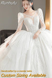Beading Wedding Dress Sexy See Through Deep V Neck Bride Dress 2023 New Long Sleeve Winter Wedding Gowns Robe De Mariee