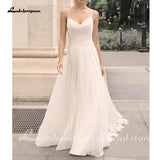 Chiffon Beach Wedding Dress 2023 Spaghetti Straps Special Occasion Backless White Long Bridal Gowns New Mariage