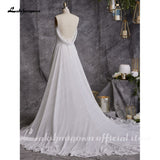 Chiffon Beach Wedding Dress 2023 Spaghetti Straps Special Occasion Backless White Long Bridal Gowns New Mariage