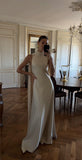 Simple A Line Scoop Champagne Night Dinner Evening Dresses Formal Summer Wedding Guest Dresses With Scarf Wedding Guest Outfits HZ1214