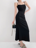 Red mermaid spaghetti strap long dress HZ1108