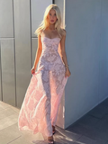 Jacquard sling slim evening gown long dress sling dress HZ1108