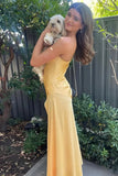 Sweetheart c Yellow Long Sheath Prom Dress With Split HZ1108