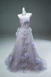 Light Purple A-line Off-the-Shoulder Tulle Sequin Long Prom Dress, Sweet Appliqu¨¦ Beaded Evening Dress HZ1108