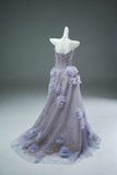 Light Purple A-line Off-the-Shoulder Tulle Sequin Long Prom Dress, Sweet Appliqu¨¦ Beaded Evening Dress HZ1108