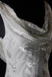 V-neck Chiffon Beaded Long Prom Dress Simple Mermaid Wedding Dress HZ1108
