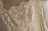 Beige Square Neck Chiffon Lace Empire Dress Long Prom Dress Beaded Wedding Dress HZ1108