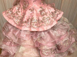 Sweet Pink Strapless Satin Tulle Sequin Beaded Diamond Long Ball Gown HZ1108
