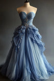 Vintage A-Line Sweetheart Chiffon Sequined Long Prom Dress Evening Dress HZ1108